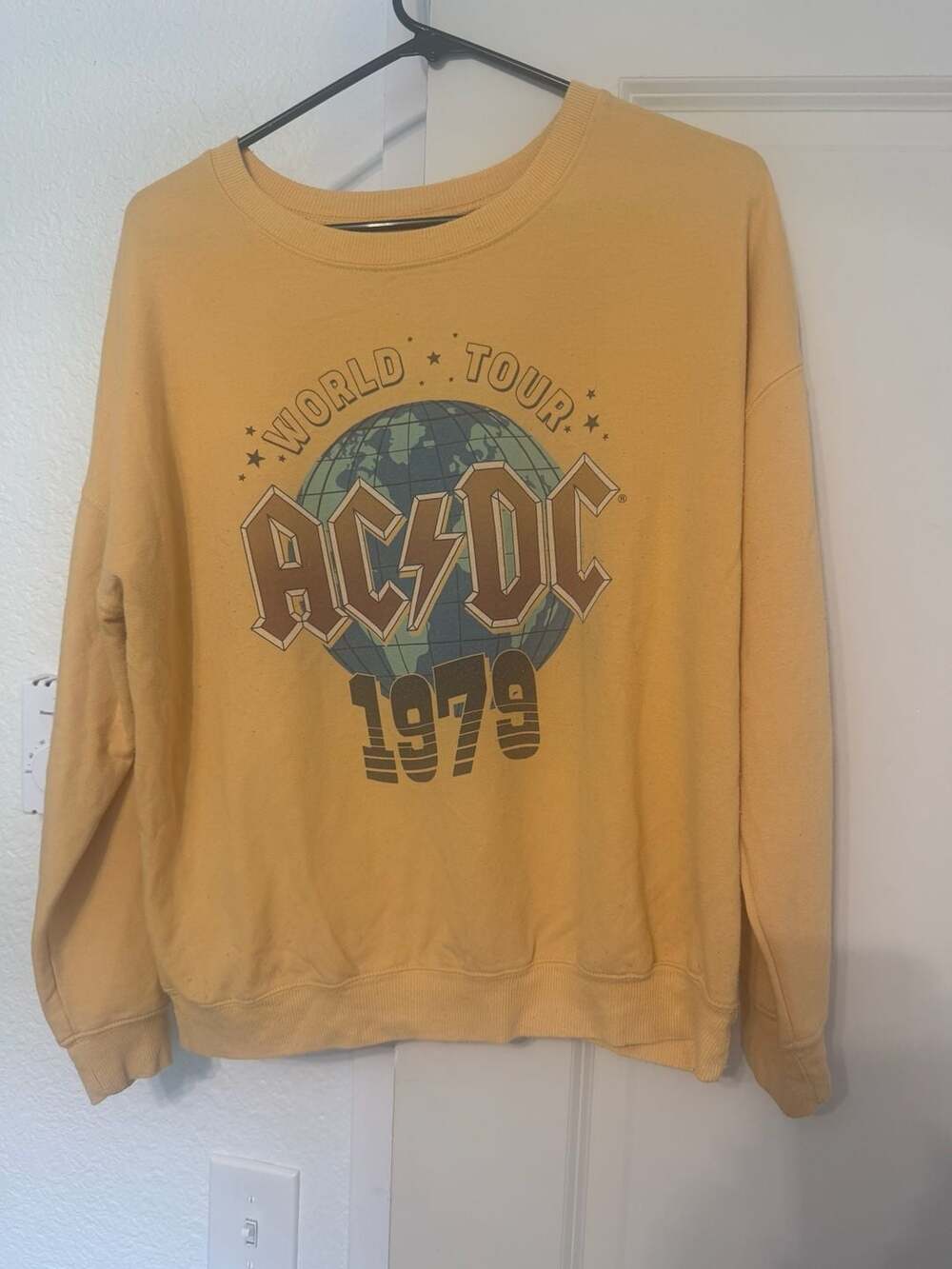 AC/DC 1979 World Tour Graphic Crewneck Sweatshirt Yellow
